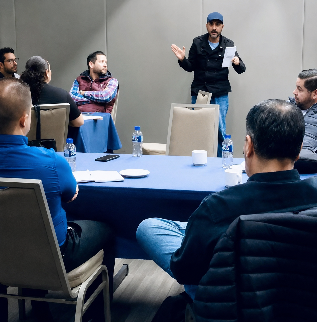 Oscar Onofre conversando con un grupo de lectores en la FIL Guadalajara 2023